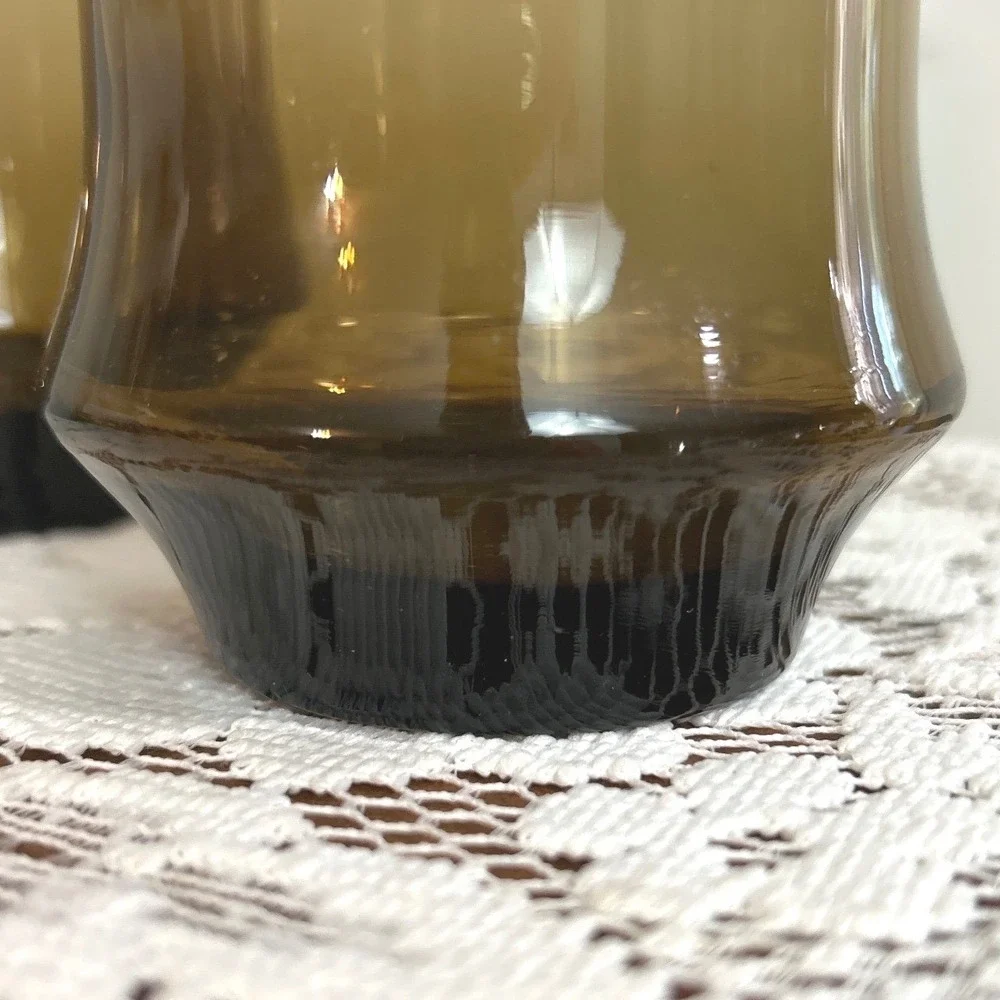Libbey Glasses Smoke Brown Highball Tumblers Mid Century Flared 1970s Set of 2